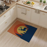 Orange Sunset Deer Silhouette Area Rug