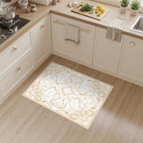 Gold Floral Scroll Marble Area Rug