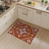 Burnt Orange Floral Damask Area Rug