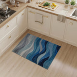 Modern Blue Wave Area Rug