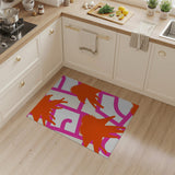 Vibrant Orange Spiky Motifs Pink Frame Area Rug