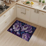 Elegant Purple Peony Blooms Area Rug