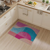 Vibrant Pink Teal Geometric Abstract Area Rug