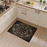 Elegant Gold Starburst Damask Area Rug