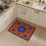 Vibrant Orange Blue Persian Floral Area Rug
