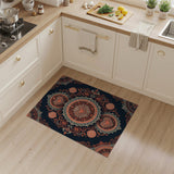 Navy Coral Heart Mandala Area Rug