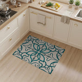 Elegant Teal Floral Vine Area Rug
