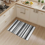 Black Grey Horizontal Stripe Geometric Area Rug