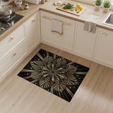 ODIKA Washable Gold Geometric Art Deco Area Rug - Low Pile Non-Slip