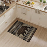 Bear Silhouette Striped Area Rug