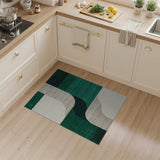 Emerald Green Curved Geometric Area Rug