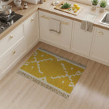 Bold Yellow Geometric Woven Fringe Rug