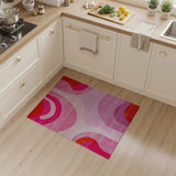 Vibrant Pink Red Geometric Abstract Area Rug