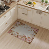 Blush Pink Rose Vine Border Area Rug