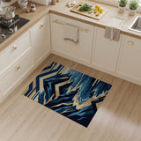 Geometric Blue Teal Coastal Cliffs Rug