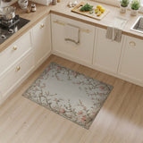 Vintage Pink Peony Floral Beige Area Rug