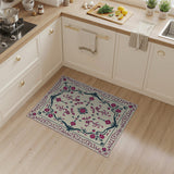 Pink Floral Ornate Border Area Rug