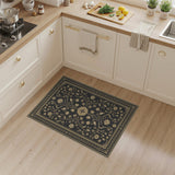 Black and White Black Gold Floral Persian Area Rug