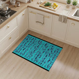 Teal Sheet Music Geometric Area Rug