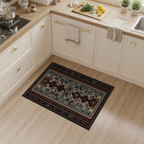 Bold Geometric Southwestern Rug in Black, Ivory Terracotta