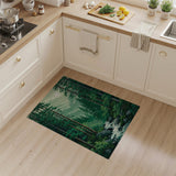 Moonlit Pine Forest Waterfall Area Rug