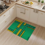 Vibrant Green Yellow Roadway Geometric Rug