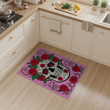Pink Sugar Skull with Red Roses Area Rug