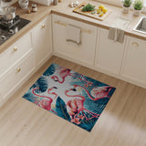 Pink Flamingo Tropical Palms Area Rug