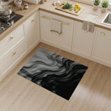 Abstract Ink Wave Black White Area Rug