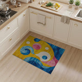 Multi-color and Patterns Vibrant Yellow Abstract Swirl Area Rug