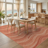 Orange Abstract Wave Dot Area Rug