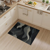 Abstract Area Black and White Black White Wavy Abstract Area Rug