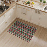ODIKA Red and Green Christmas Plaid Washable Rug - Low Pile Non-Slip Holiday Area Rug