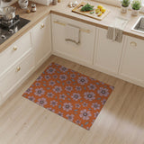 Orange Vibrant Orange Pink Floral Area Rug