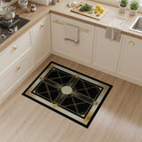 ODIKA Art Deco Gold & Black Washable Area Rug - Low Pile Geometric Non-Slip Rug