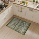 Green and Beige Striped Woven Area Rug