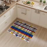 Vibrant Plaid Music Notes Area Rug