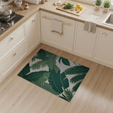 Lush Green Palm Frond Coastal Beach Area Rug