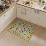Yellow Gold Border Persian Floral Area Rug