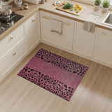 Pink Leopard Spot Striped Area Rug