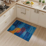 Abstract Blue Orange Geometric Modern Area Rug