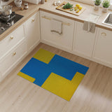 Vibrant Blue Yellow Geometric Block Area Rug