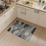 Modern Abstract Grey Wave Area Rug