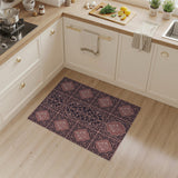 Purple Ornate Floral Tile Area Rug