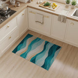 Coastal Beach Blue and Teal Teal Ocean Wave Area Rug