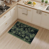 ODIKA Washable Bamboo Forest Green Area Rug - Low Pile Non-Slip Botanical Rug for Living Room