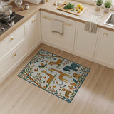 Whimsical Safari Kids Rug with Giraffes Tigers Elephants