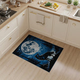 Howling Wolf Full Moon Forest Silhouette Rug