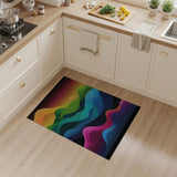 Vibrant Rainbow Wave Mountains Area Rug