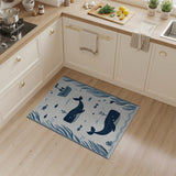 Playful Navy Whale Ocean Kids Area Rug